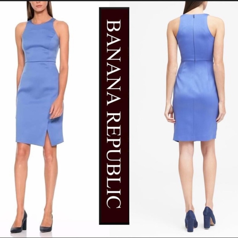 Banana Republic Periwinkle Blue Sleeveless Midi Sheath Dress